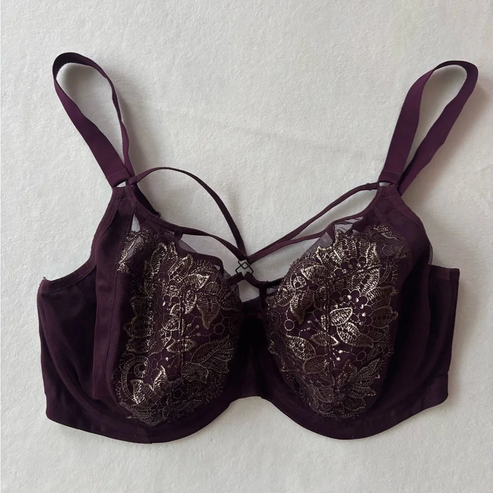 34G Elomi Eugenie Plunge Bra in Purple - Picture 2 of 6